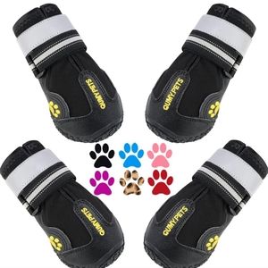 QUMY Dog Boots Waterproof Shoes for Dogs with Reflective Strips Rugged A…